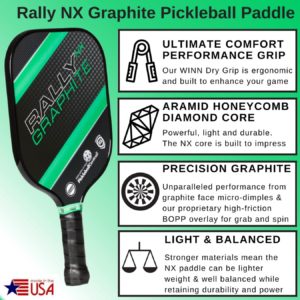 Rally nx graphite pickleball paddle. feature